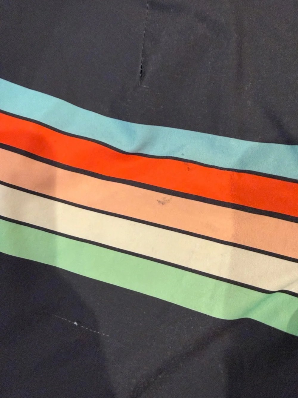 Boy’s Navy Swim Trunks with Multicolor Stripes